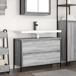 Gabinete para lavatório com gavetas, cinza, sonoma, 90x34,5x60 cm