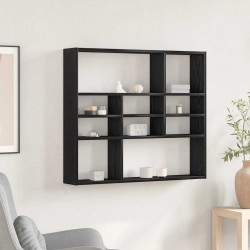 Prateleira de parede em carvalho preto, 90x16x78 cm, madeira engenheirada