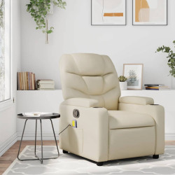 Poltrona de massagem reclinável em couro sintético creme