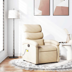 Poltrona de massagem reclinável em tecido creme