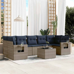Conjunto de sofá de jardim com 8 peças e almofadas em rattan sintético cinza