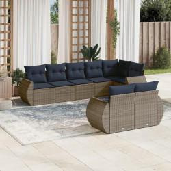 Conjunto de sofá de jardim com 8 peças e almofadas em rattan sintético cinza