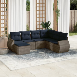 Conjunto de sofá de jardim com 8 peças e almofadas em rattan sintético cinza