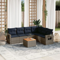Conjunto de sofá de jardim com 7 peças e almofadas em rattan sintético cinza