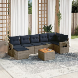 Conjunto de sofá de jardim com 8 peças e almofadas em rattan sintético cinza