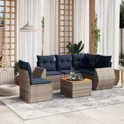 Conjunto de sofá de jardim com 6 peças e almofadas em rattan sintético cinza