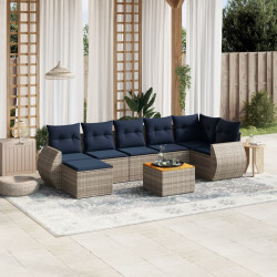 Conjunto de sofá de jardim com 8 peças e almofadas em rattan sintético cinza