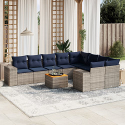 Conjunto de sofá de jardim com 10 peças e almofadas em rattan sintético cinza