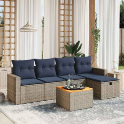 Conjunto de sofá de jardim com 6 peças e almofadas em rattan sintético cinza