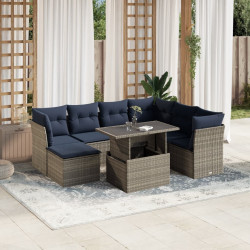 Conjunto de sofá de jardim com 8 peças e almofadas em rattan sintético cinza