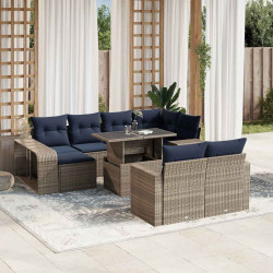 Conjunto de sofá de jardim com 11 peças e almofadas em rattan sintético cinza