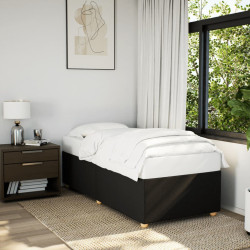 Estrutura de cama sem colchão, tecido preto, solteiro