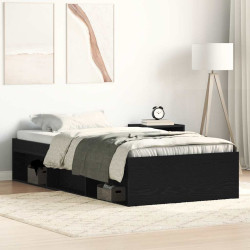 Estrutura de cama sem colchão, carvalho preto, 75x190 cm, madeira engenheirada