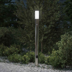Luminária de poste com sensor e tomada, 110 cm, aço inoxidável, IP44