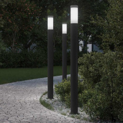 Luminárias de balizador, 3 peças, 110 cm, aço inoxidável, IP44