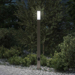 Luminária de poste com tomada, 110 cm, aço inoxidável, IP44