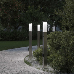 Luminárias de balizamento com sensor e tomada, 3 peças, 80 cm, aço inoxidável, IP44