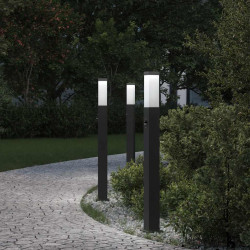 Luminárias de balizamento com sensor, 3 unidades, 80 cm, pretas, IP44