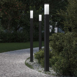 Luminárias de balizamento com sensor, 3 unidades, 110 cm, pretas, IP44