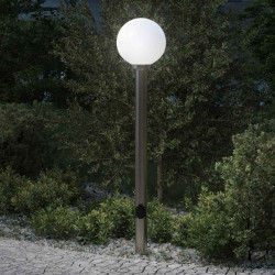 Luminária de poste com tomada, 120 cm, aço inoxidável, IP44