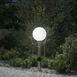 Luminária de poste com sensor e tomada, 80 cm, aço inoxidável, IP44