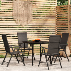 5 Pcs conjunto de jantar para jardim preto