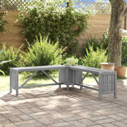 Banco de canto p/ jardim com vaso 117 cm acácia maciça cinzento