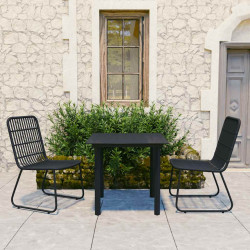 3 Pcs conjunto de jantar para exterior vime PE e vidro