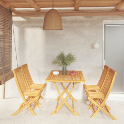 5 Pcs conjunto de jantar p/ jardim madeira de teca maciça