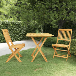 3 Pcs conjunto jantar dobrável p/ jardim madeira acácia maciça