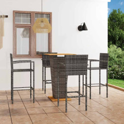 5 Pcs conjunto de bar para jardim cinzento