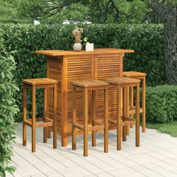 5 Pcs conjunto de bar para jardim madeira de acácia maciça