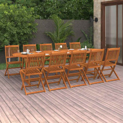 11 Pcs conjunto de jantar para jardim 280x90x75cm acácia maciça
