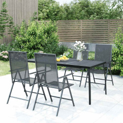 5 Pcs conjunto de jantar para jardim aço antracite