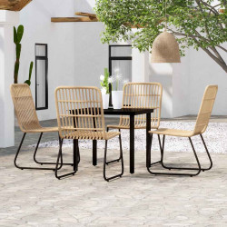 5 Pcs conjunto de jantar para jardim cor de carvalho