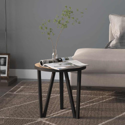 Mesa de centro ø35 cm MDF preto e amarelo