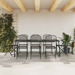 9 Pcs conjunto de jantar para jardim rede de metal antracite