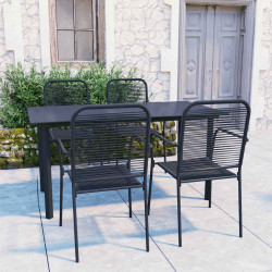5 Pcs conjunto de jantar para jardim vidro e aço preto
