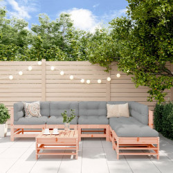 7 Pcs conjunto lounge de jardim madeira de douglas maciça