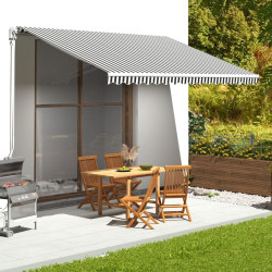 Tecido de substituição para toldo antracite e branco 450x300 cm poliéster