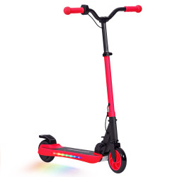 Trotinete elétrica dobrável para crianças 120 w autonomia 6 km e máximo 10 km/h com travão luzes LED 74x52x83-87 cm vermelho