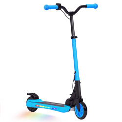Trotinete elétrica dobrável para crianças 120 w autonomia 6 km e máximo 10 km/h com travão luzes LED 74x52x83-87 cm azul