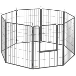 Parque para cães de 8 painéis 68x100 cm parque dobrável para cães médios com portas fecho e estacas preto
