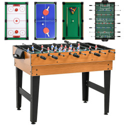 Mesa multijogos 4 em 1 com matraquilhos bilhar hóquei de mesa e ping-pong para crianças e adultos 107x61x84,5 cm natural
