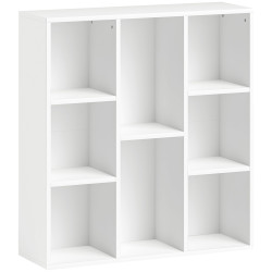 Estante de 3 níveis estante para livros com 8 compartimentos desenho vertical ou horizontal 74,3x24x80 cm branco