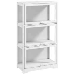 Vitrine expositora para coleções com 3 níveis e portas elevatórias em acrílico para figuras 59x30x106 cm branco