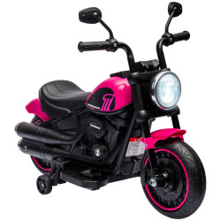 Motocicleta elétrica para crianças de 18-36 meses com bateria 6v farol e rodas auxiliares removíveis 76x42x57 cm rosa