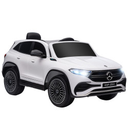 Carro elétrico para crianças mercedes-benz eqa 12v com música buzina velocidade 3-8 km/h 111,5x69x52,5 cm branco