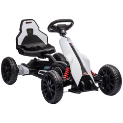 Go kart elétrico para crianças kart a bateria 12v velocidade ajustável 3-5 km/h e cinto de segurança 100x58x58,5 cm branco