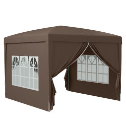 Tenda de jardim com paredes laterais amovíveis janelas porta com fecho de correr e bolsa de transporte 295x295x196-258 cm café